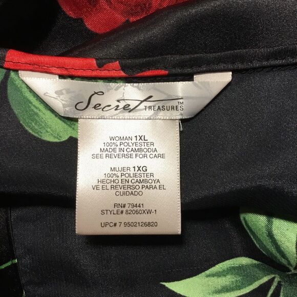 Black satin rose print camisole adjustable spaghetti straps witchy 1XL - Picture 6 of 7